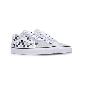Vans Old Skool Glitter Checkerboard Silver/True White 5.5 Women's / Men's 4